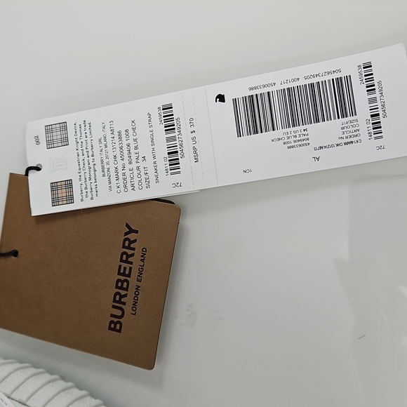 Burberry's Unisex Checkerboard Velcro Strap Trainers Sneakers Size 30 - Picture 10 of 12